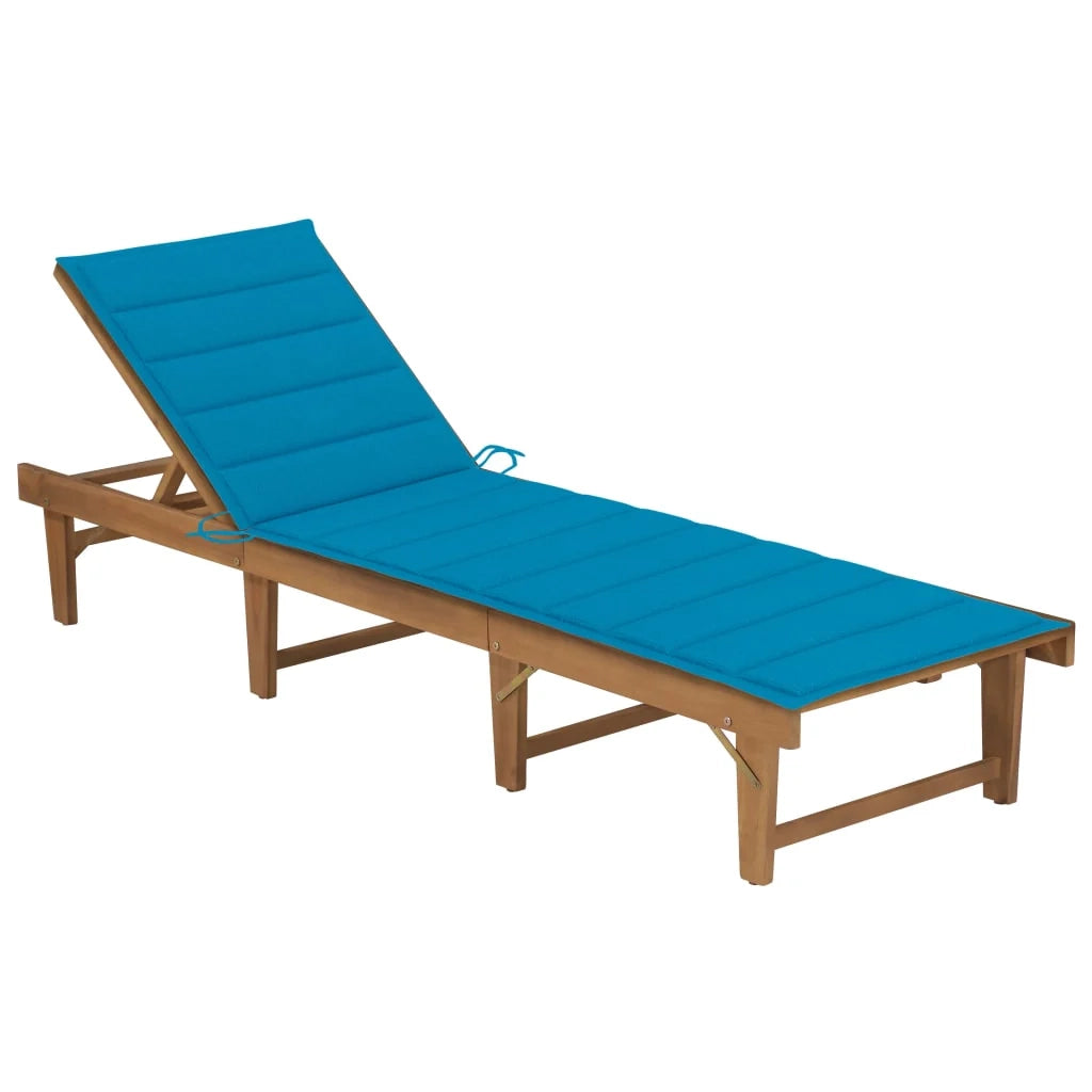 Lettino prendisole sedia a sdraio lettino prendisole letto da giardino mobili da giardino mobili da esterno pieghevoli con cuscino legno massello di acacia 02_0012838