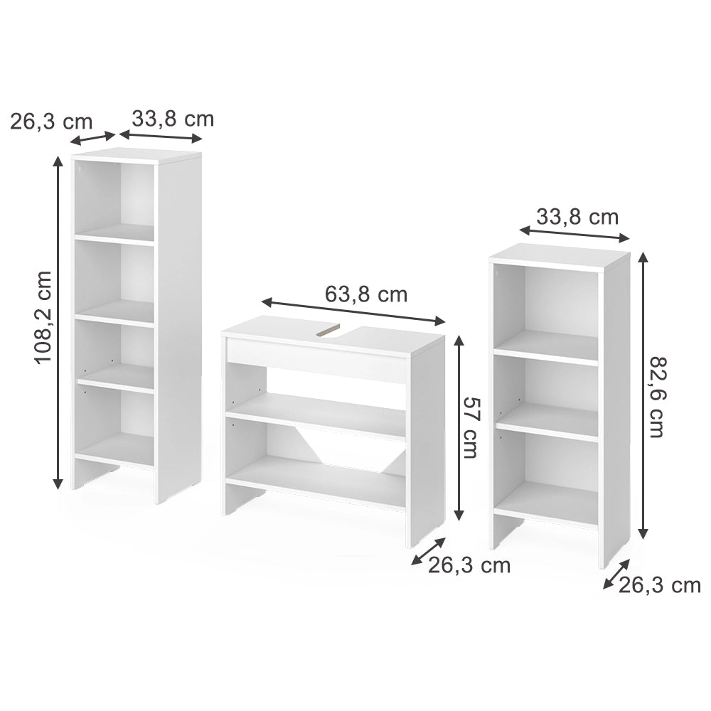 Vicco Set di mobili da bagno Bianco 3 parti