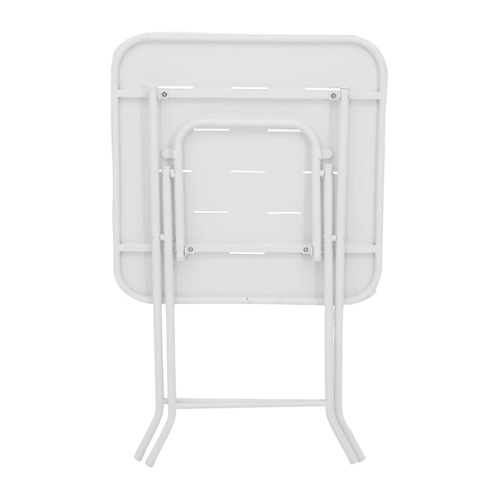 Set bistrot pieghevole; 3 pezzi per 2 persone; acciaio; bianco