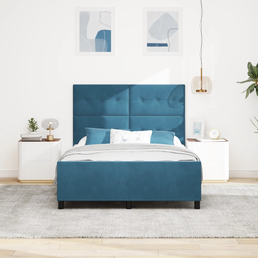 Struttura del letto Blu scuro 160x200 cm Velluto