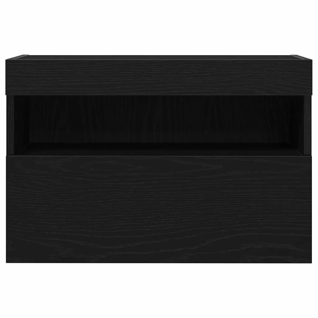 Mobile TV da parete con LED Rovere nero 60 x 30 x 40 cm 862210