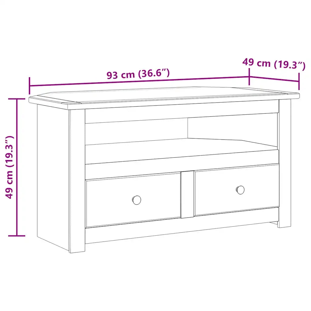 Mobile Porta TV Angolare 93x49x49 cm Pino Massello Panama Range