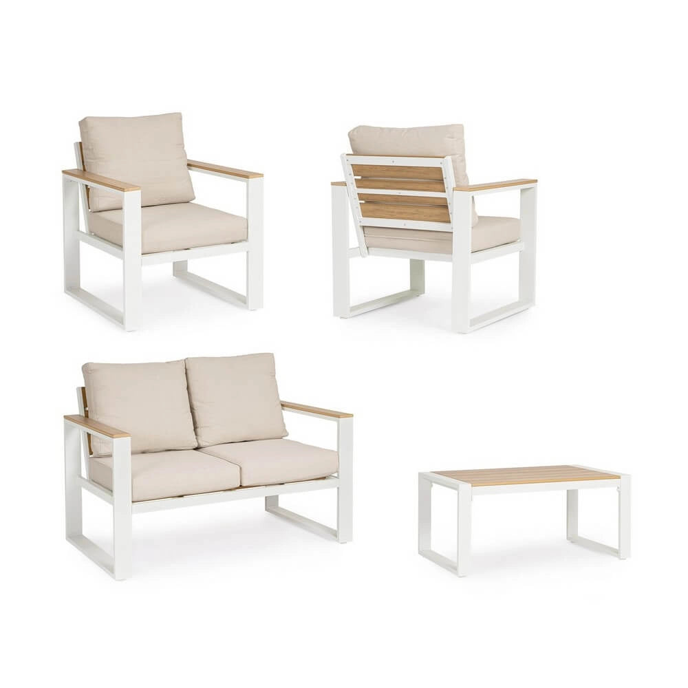 Set da 4 Salotto da Giardino in Alluminio con Cuscini e Tavolino - TALVION