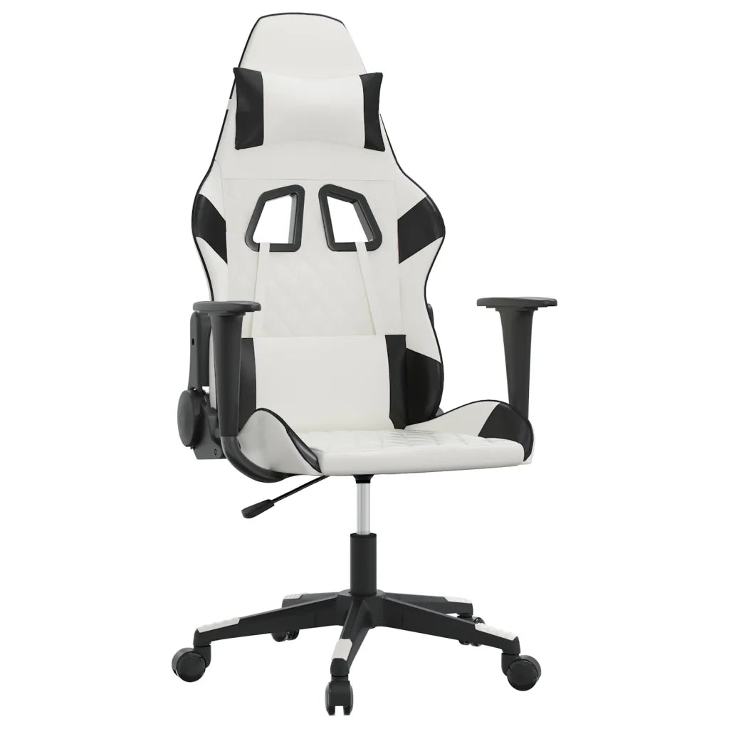 vidaXL Sedia da Gaming Bianco e Nero in Similpelle