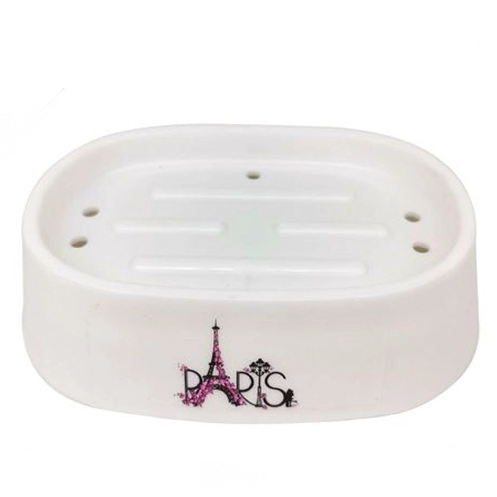 Trade Shop - Piattino Per Sapone Porta Saponetta Decorato Scritta Paris Accessori Bagno 87042 -
