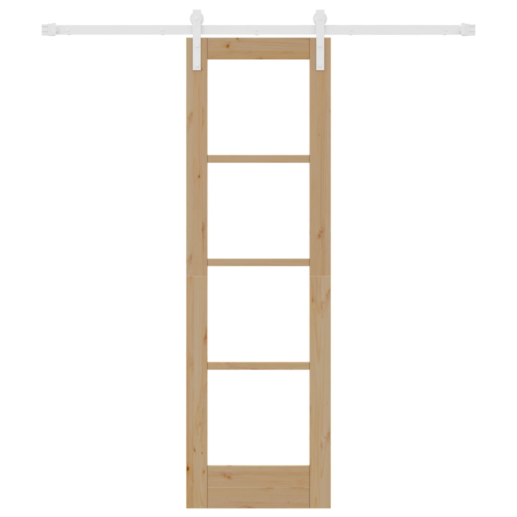 Porta Scorrevole con Set di Hardware 'ORKDAL'in Legno Massello e Vetro