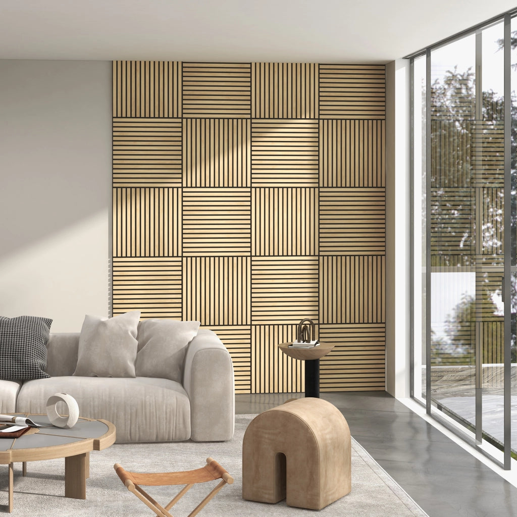 Pannello Fonoassorbente ¨C zephmum ¨C MDF e Poliestere Colore Quercia 60x60x4 cm