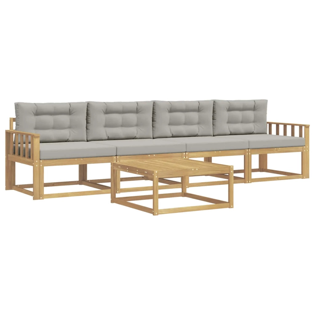 Set di divani da esterno 4 pcs Bianco e Grigio Chiaro