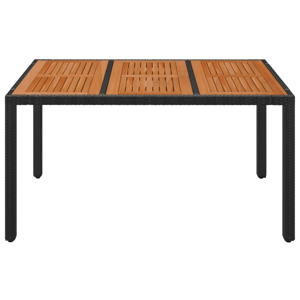 Tavolo da Giardino Piano in Legno Nero 150x90x75 cm Polyrattan 319901