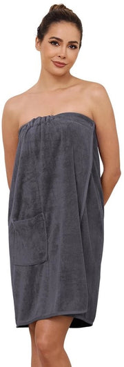 Badia da bagno per donna fino alla ginocchia con chiusura a bottone – Abbagliante giacca da bagno leggera con chiusura regolabile e tasche laterali pratiche Grigio scuro S/M