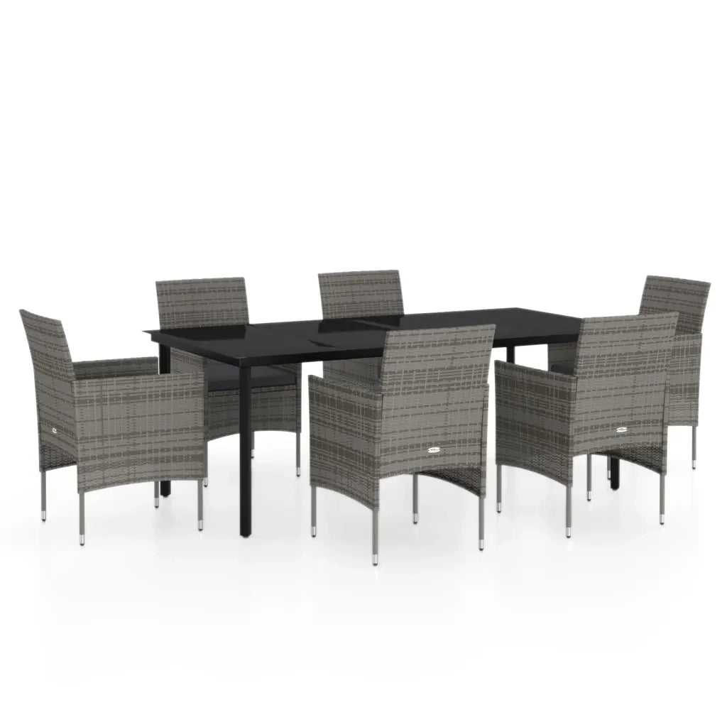 Set da Pranzo da Giardino 7 pz con Cuscini Grigio e Nero 3099291