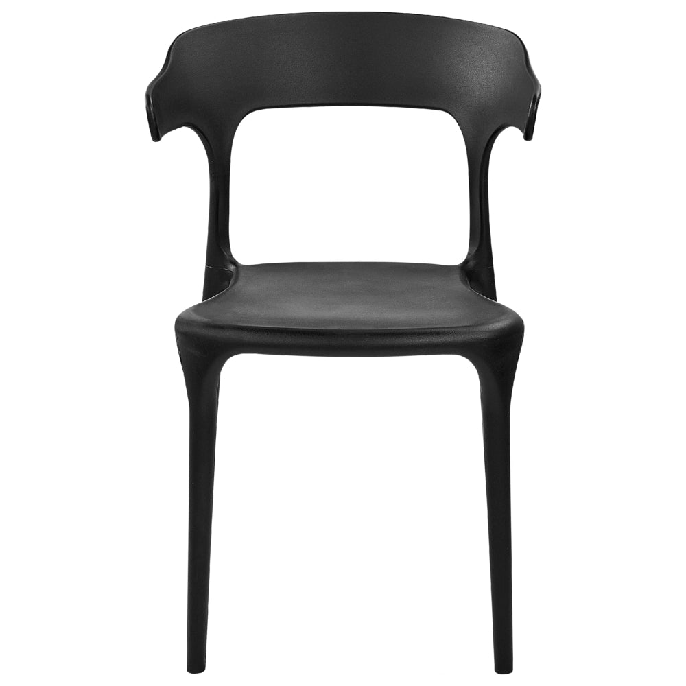 Set di 8 sedie in plastica nera resistente moderne per interno ed esterno stile moderno contemporaneo