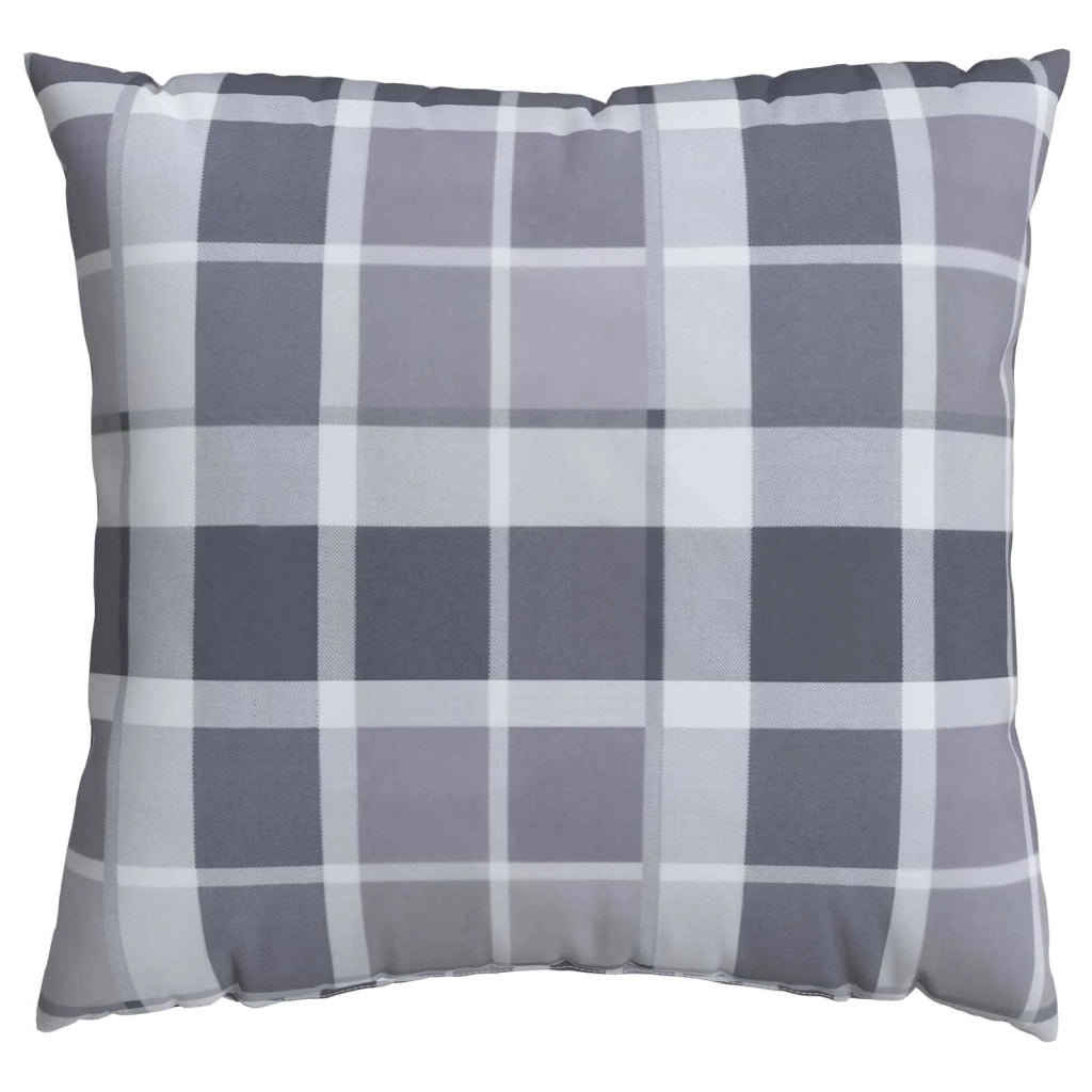 Cuscino da Esterno 4 pz | Cuscini per sedie Grigio a quadri 60 x 60 cm Tessuto