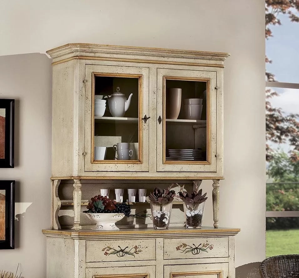 Cristalliera in legno provenzale laccata a mano 2 porte 112x49x206 (1416+1417) - Mobili 2G