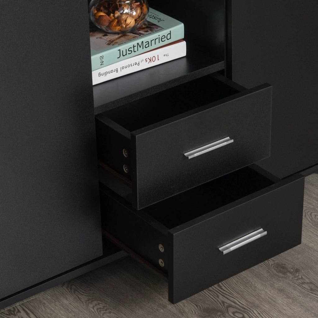 EasyComfort Armadietto Multifunzionale per l'Ufficio con Ruote a 360°, per Stampanti e Fascicoli, in Legno Nero 100x40x71cm