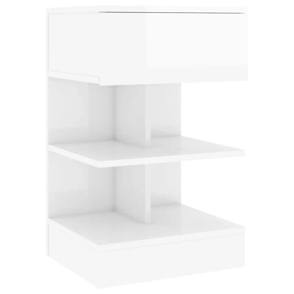 Comodino Bianco Lucido 40x35x65 cm in Truciolato 808660