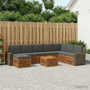 Set di divani da esterno con cuscino 9 pcs Naturale e Antracite
