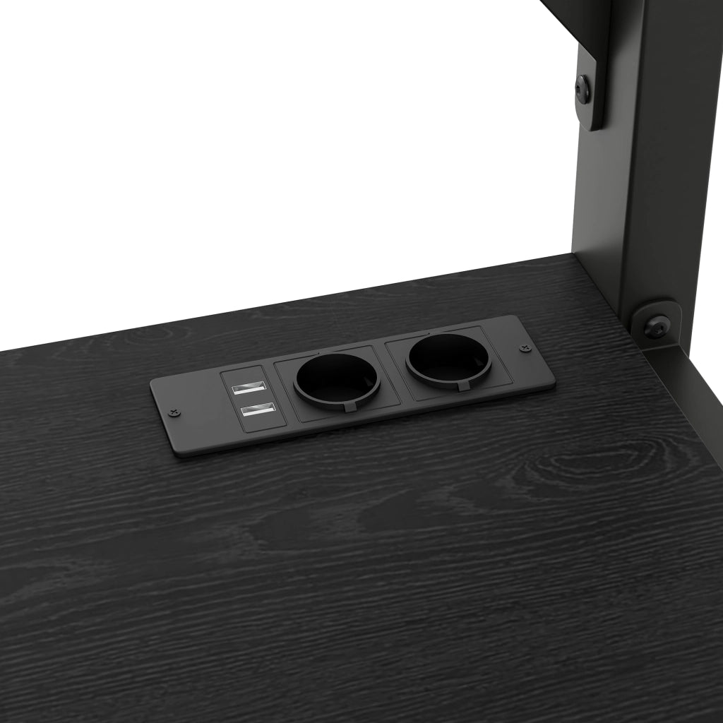 Letto a castello in metallo e MDF nero con scrivania LED USB e cassetti 140x200 cm