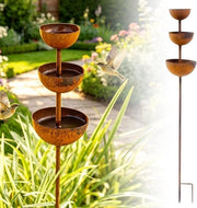 Raccoglitore di pioggia per uccelli e insetti, decorazione per giardino, 68 cm, look patina, metallo, stazione di innaffiamento per giardino, vasca per insetti, giardino, terrazza, balcone