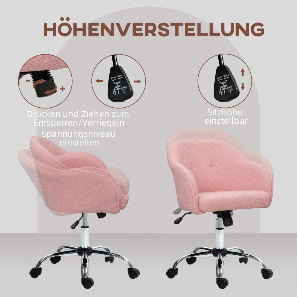Sedia da ufficio ergonomica con basculante ¨C zephmum ¨C velluto rosa 56x61x86 cm