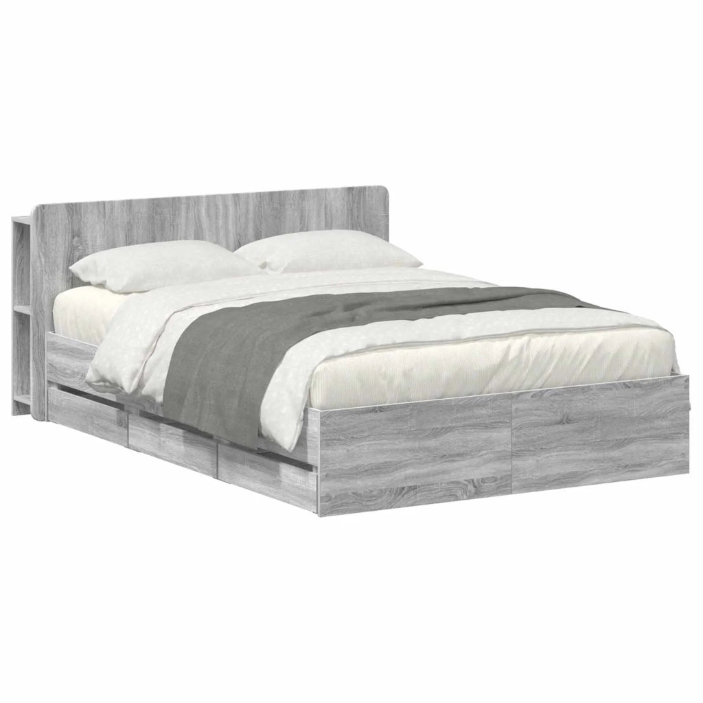 Struttura del letto con stoccaggio e testata Sonoma grigio 3433963