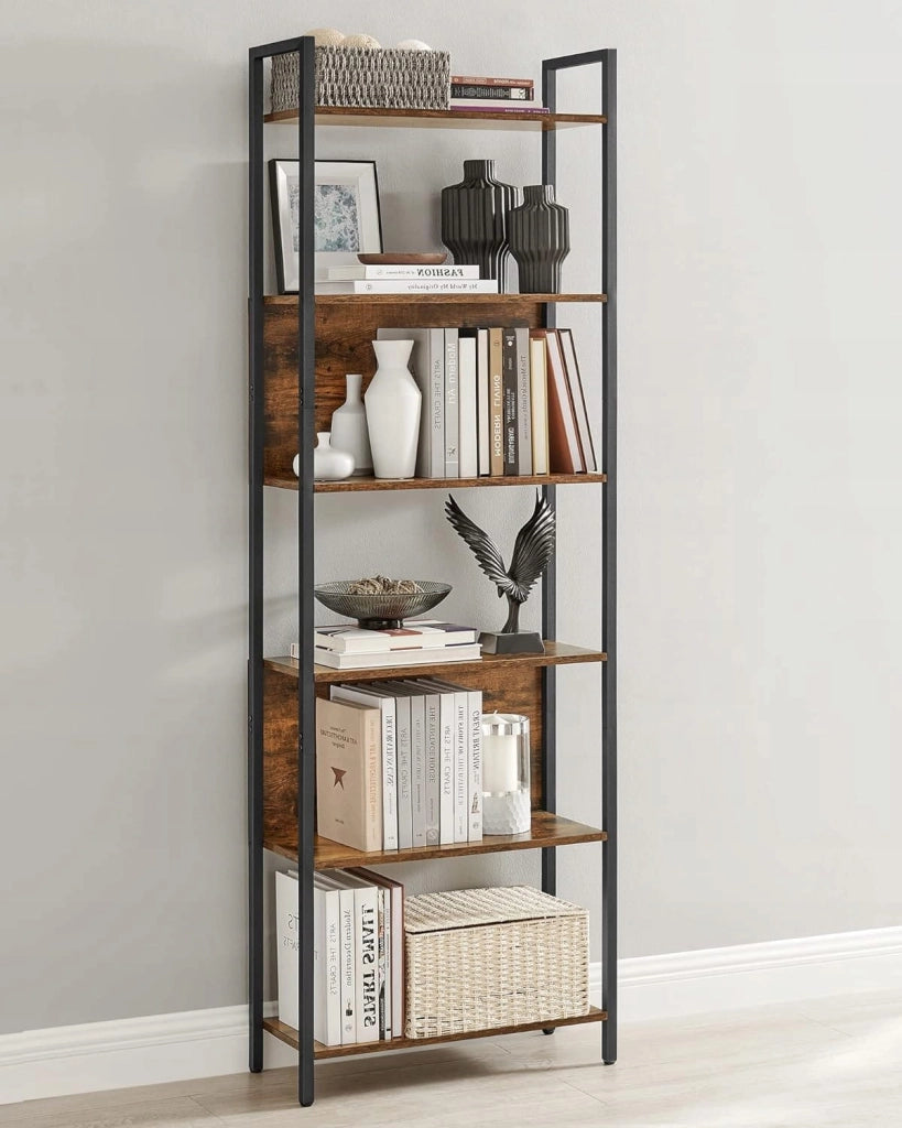 Libreria Valora LLS113B01 marrone rustico a 6 ripiani per soggiorno