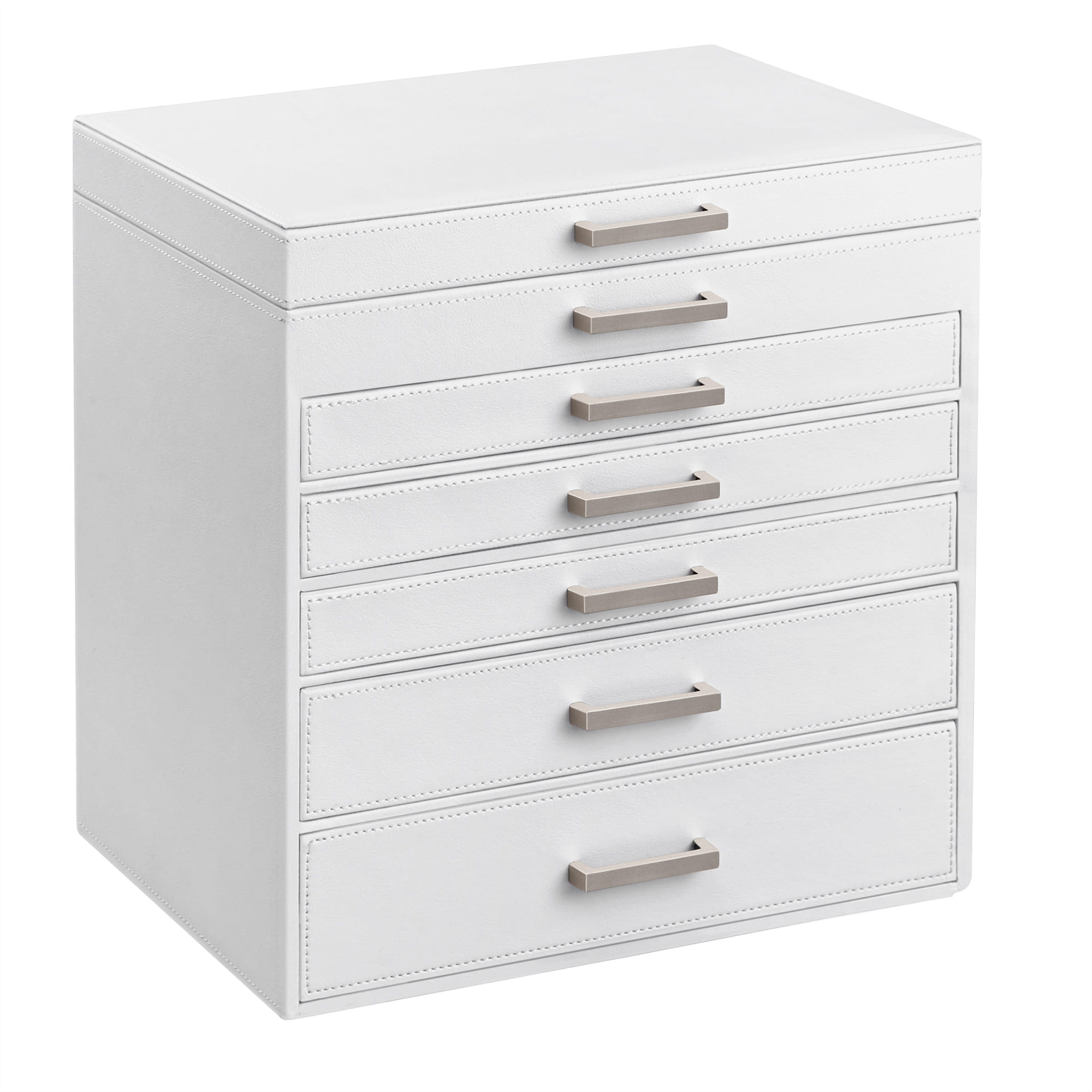 Portagioie Valora bianco con specchio e 5 cassetti foderati in velluto