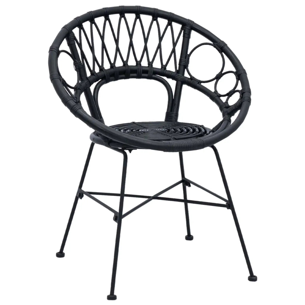 Sedia da pranzo 2 pcs Nero 49 x 51 x 81 cm Rattan e Ferro 42011561