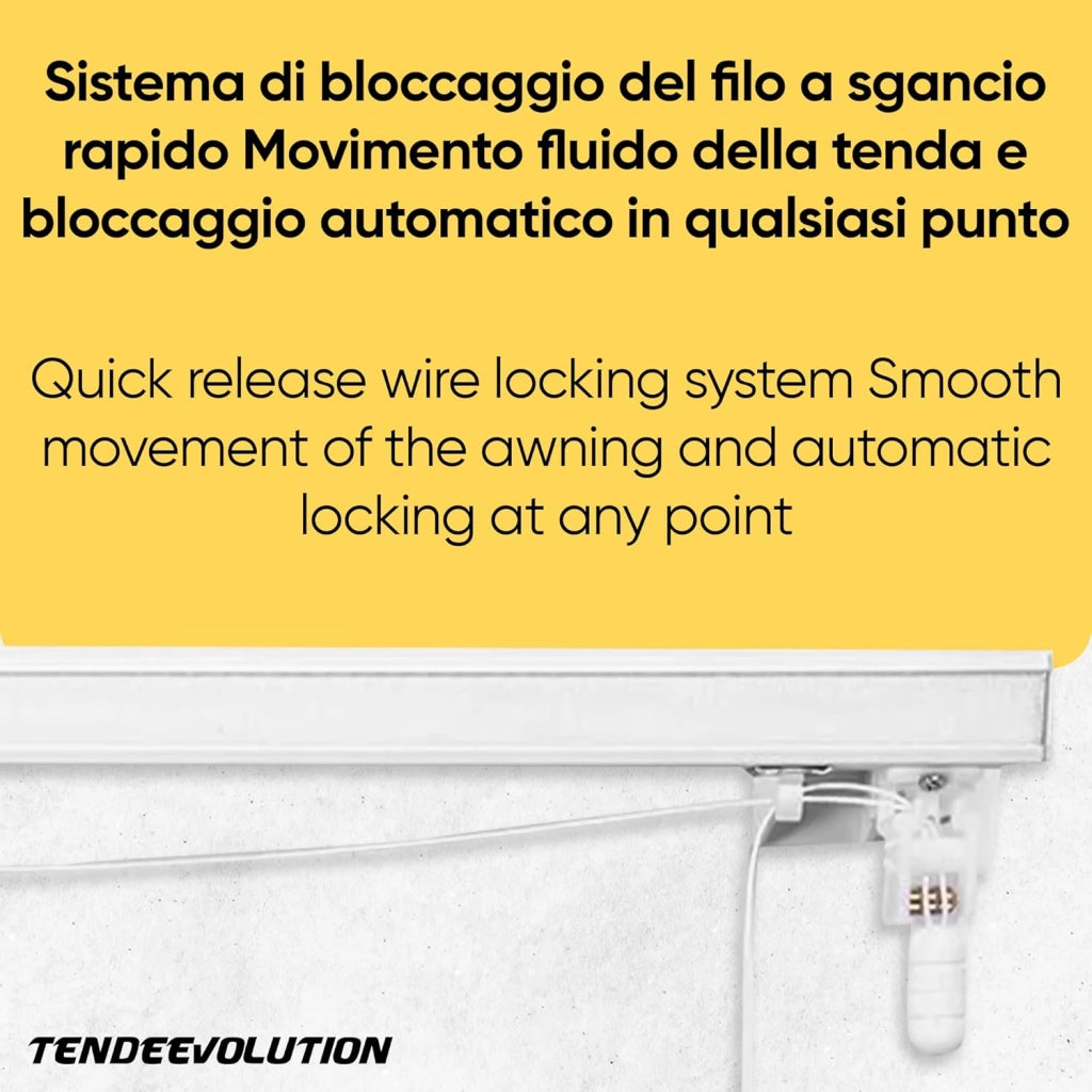 Bastone Binario per Tenda A Pacchetto A Vetro Professionale a 3 Calate in Alluminio Bianco Lunghezza 110 CM Comando a sinistra, attacco soffitto