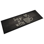 Tappetino da cucina lavabile design morbido 180 x 60 cm antiscivolo moderno velluto nero 02_0056433