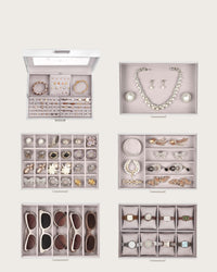 Portagioie Valora bianco con specchio e 5 cassetti foderati in velluto