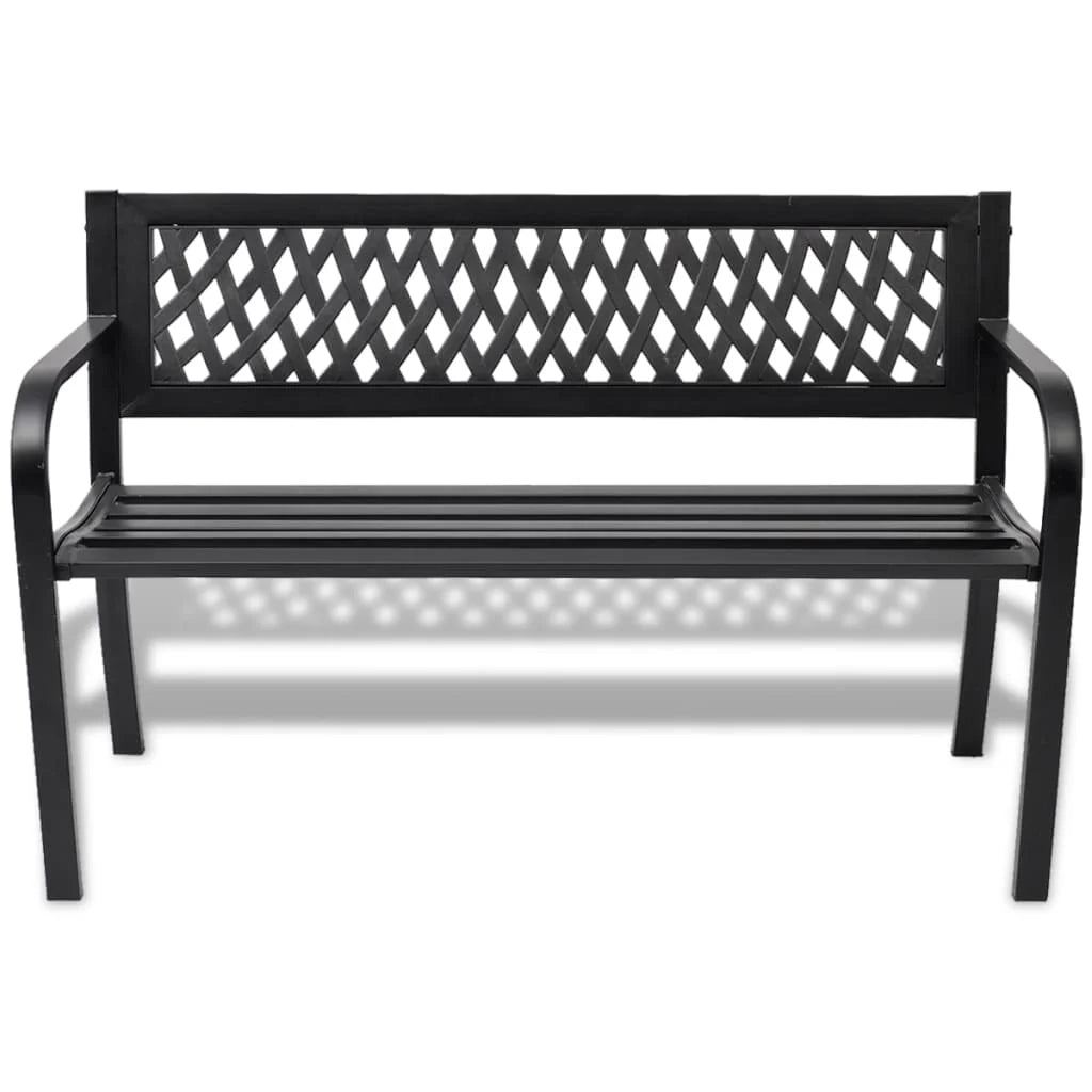 Panca da giardino mobili da esterno per patio terrazza 118 x 50 x 75 cm acciaio nero 02_0011188