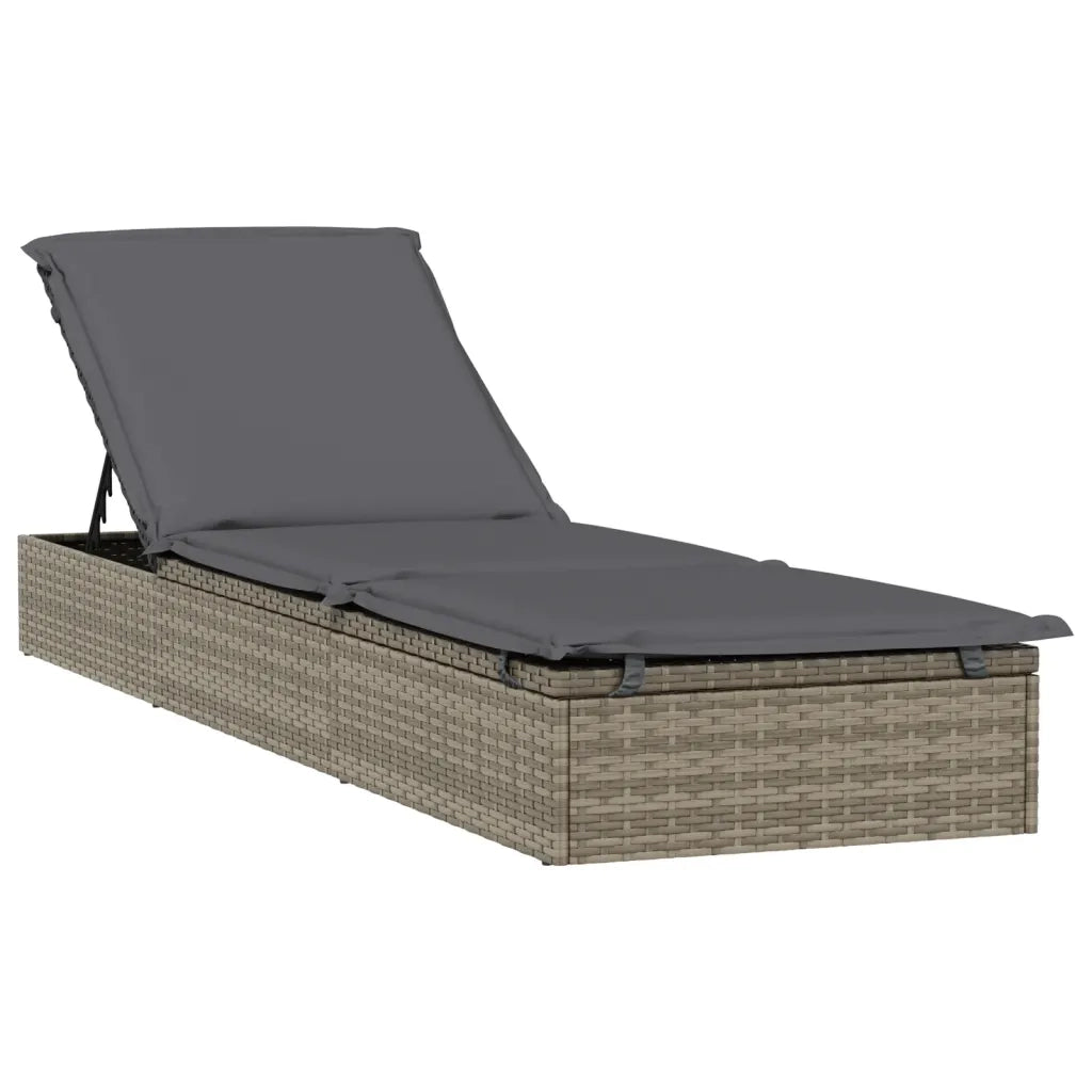 Sdraio da giardino | Lettino con Tetto Rotondo Grigio 211x57x140 cm Polyrattan