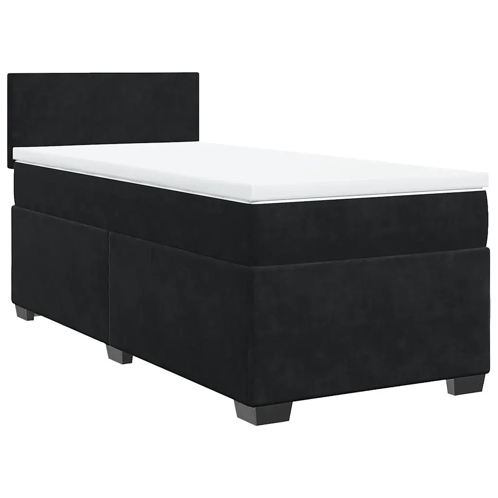 Giroletto a Molle con Materasso-Struttura Letto Nero 80x200 cm in Velluto 208020