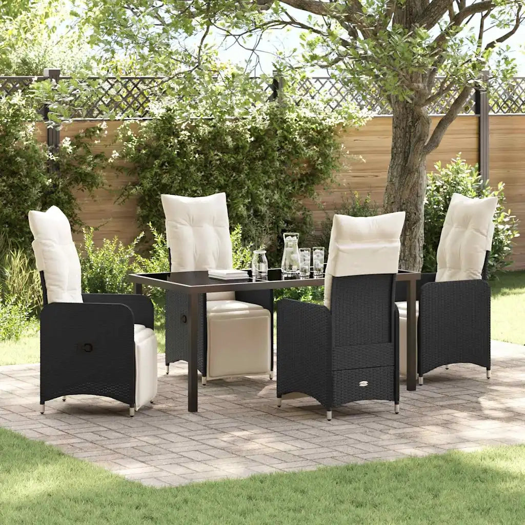 Set da Pranzo per Giardino con cuscino 5 pcs Nero polyrattan 3379663