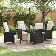 Set da Pranzo per Giardino con cuscino 5 pcs Nero polyrattan 3379663