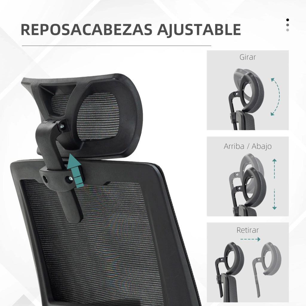 Sedia da ufficio girevole in rete ¨C zephmum ¨C nero 60x61x104,5-121,5 cm