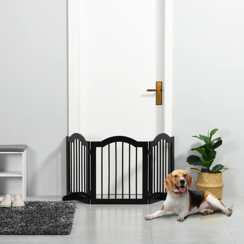 Barriera di Sicurezza per Cani Pieghevole 3 Pannelli ¨C Zephmum ¨C 154.5x29.5x61 cm Nero
