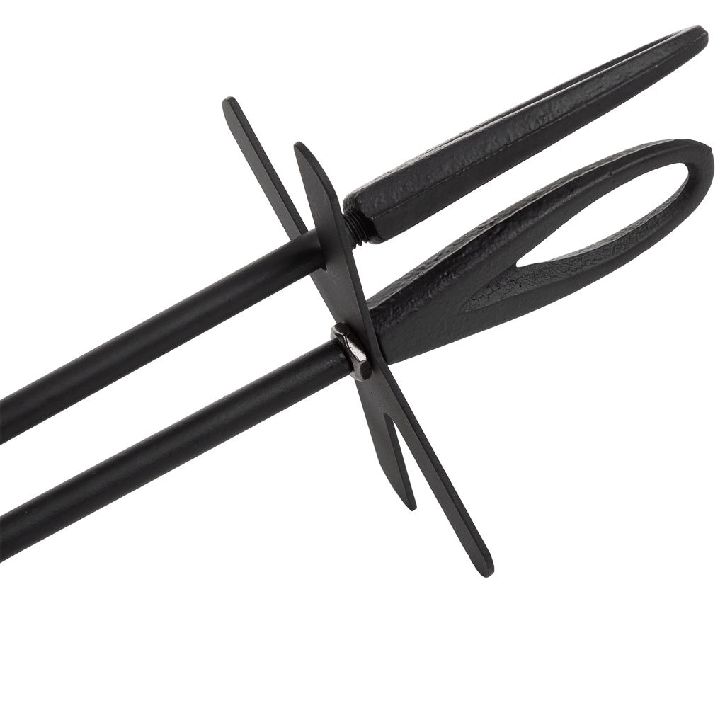 Scopino e paletta per caminetto in metallo nero 38x11x13h