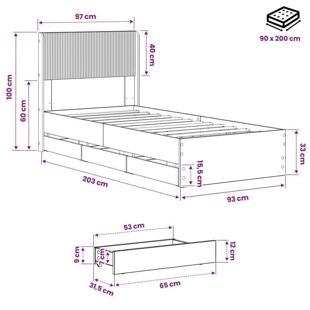 Struttura del letto con stoccaggio e testata Artisan Oak 3445817