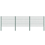 Pannello di Recinzione con Pali in Ferro 5,1x1,2 m Verde
