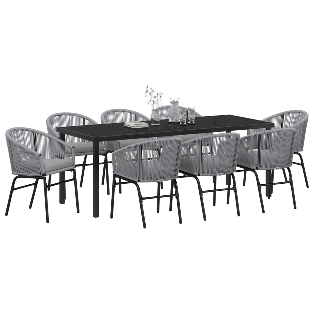 Set di 9 pezzi da pranzo da giardino grigio in polyrattan