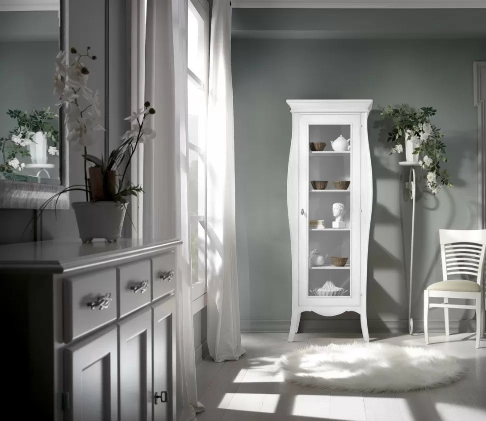 Vetrina sagomata 1 porta legno bianco 71x48x204 (3095) - Mobili 2G