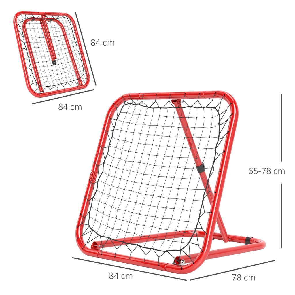 Rete da calcio rimbalzante, ribaltabile, regolabile in 5 posizioni ¨C Zephmum ¨C Rosso, metallo, 78x84x65-78 cm