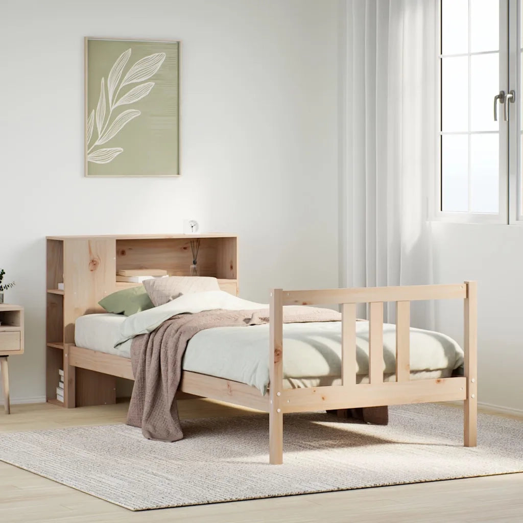Giroletto con Libreria senza Materasso 75x190 cm in Legno Pino
