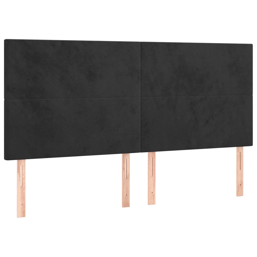 Testiera | Testata Nera 200x5x118/128 cm Velluto