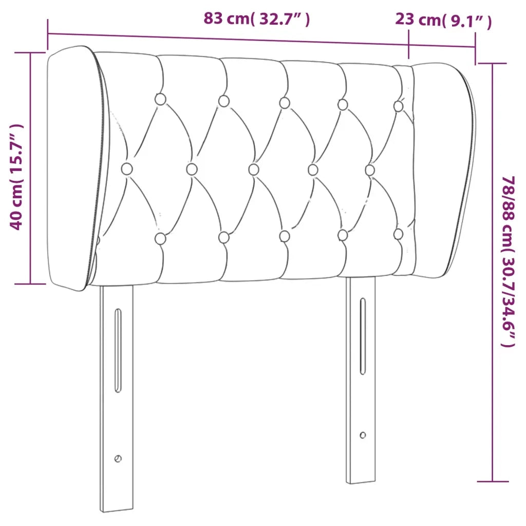Testiera ad Orecchio Rosa 83x23x78/88 cm in Velluto