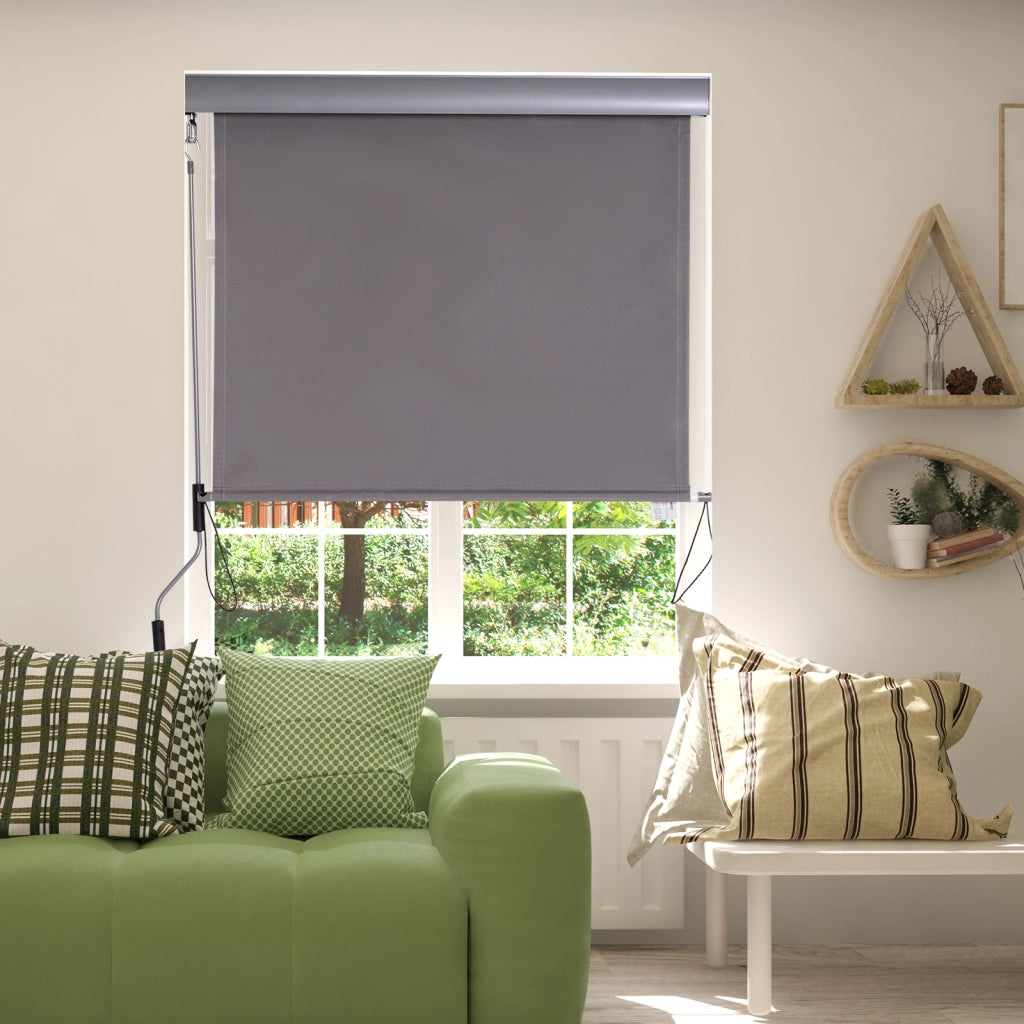 Tenda da balcone verticale a manovella ¨C zephmum ¨C Grigio Polyester+Alluminio 200x120 cm