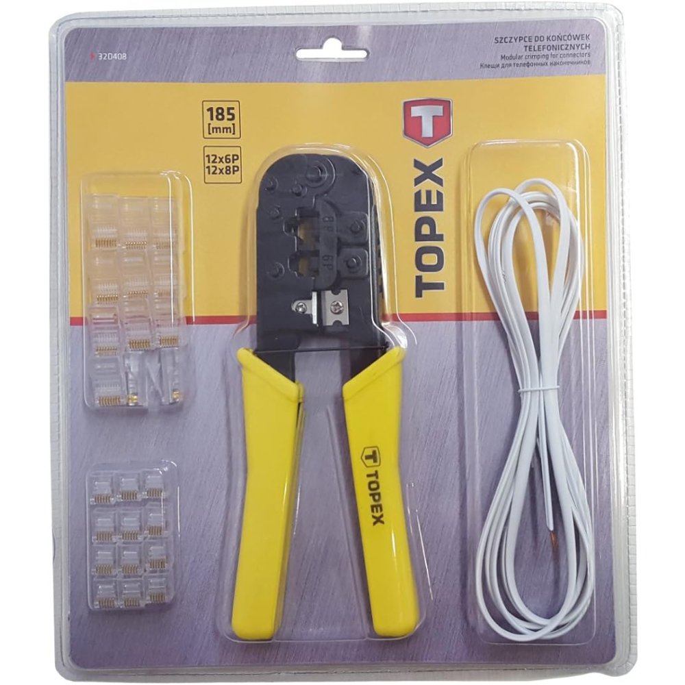 Topex 32d408 pinza per terminali li telefonici da 6p, 8p ds