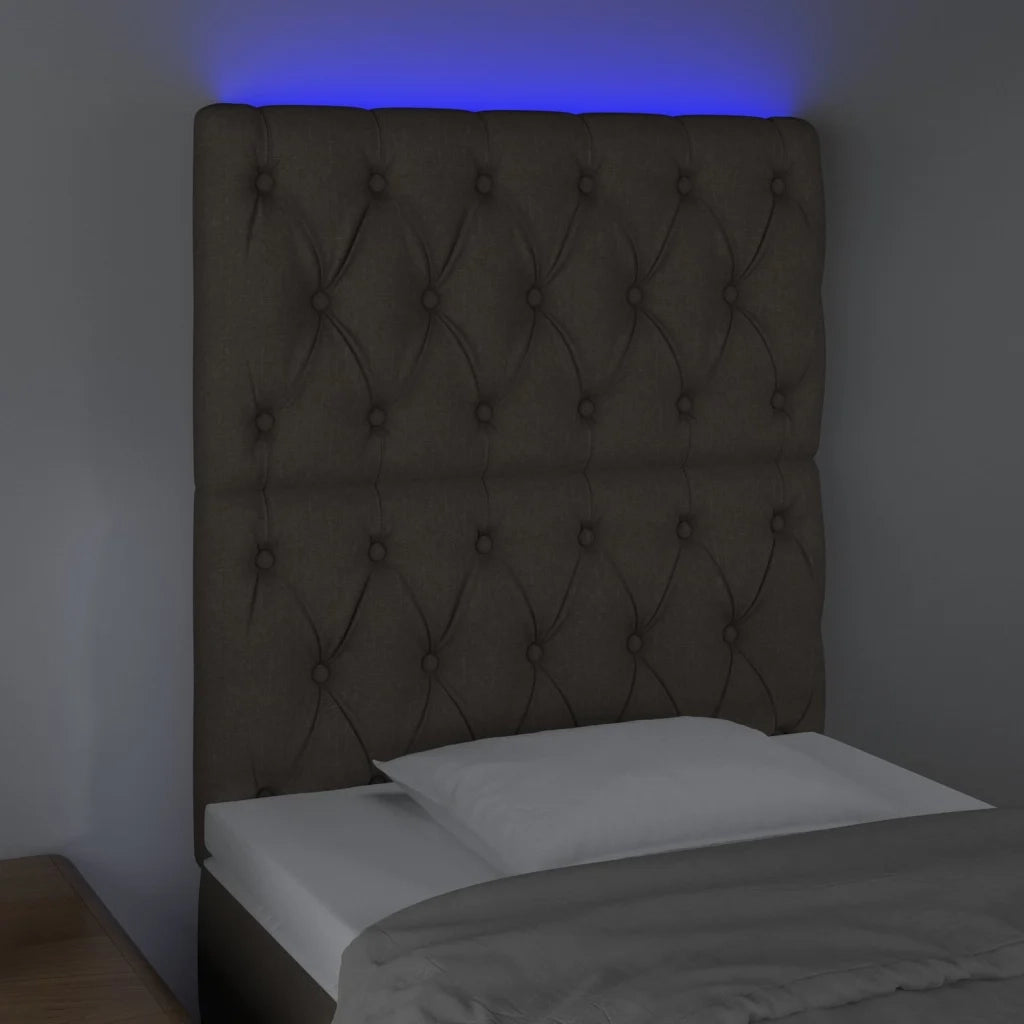 Testiera a LED tortora 80x7x118/128 cm in Tessuto 3122738